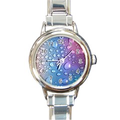 Drop Of Water Rainbow Wet Liquid Round Italian Charm Watch by Wegoenart