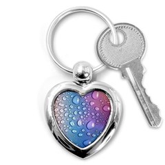 Drop Of Water Rainbow Wet Liquid Key Chain (heart) by Wegoenart