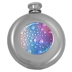 Drop Of Water Rainbow Wet Liquid Round Hip Flask (5 Oz) by Wegoenart