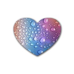 Drop Of Water Rainbow Wet Liquid Rubber Coaster (heart)  by Wegoenart