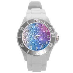 Drop Of Water Rainbow Wet Liquid Round Plastic Sport Watch (l) by Wegoenart