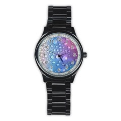 Drop Of Water Rainbow Wet Liquid Stainless Steel Round Watch by Wegoenart