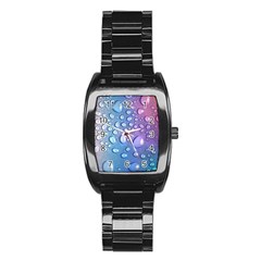 Drop Of Water Rainbow Wet Liquid Stainless Steel Barrel Watch by Wegoenart