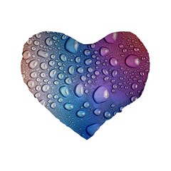 Drop Of Water Rainbow Wet Liquid Standard 16  Premium Flano Heart Shape Cushions by Wegoenart