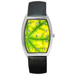 Photosynthesis Leaf Green Structure Barrel Style Metal Watch by Wegoenart