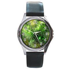 Fireworks Rocket New Year S Day Round Metal Watch