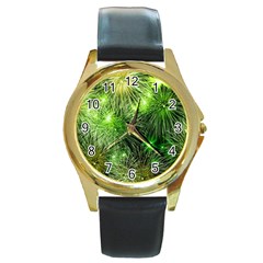 Fireworks Rocket New Year S Day Round Gold Metal Watch