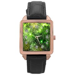 Fireworks Rocket New Year S Day Rose Gold Leather Watch 