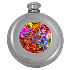 Bokeh Color Light Points Pattern Round Hip Flask (5 Oz) by Wegoenart