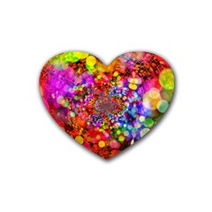 Bokeh Color Light Points Pattern Rubber Coaster (heart)  by Wegoenart