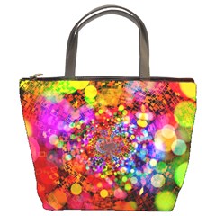 Bokeh Color Light Points Pattern Bucket Bag by Wegoenart