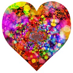 Bokeh Color Light Points Pattern Wooden Puzzle Heart