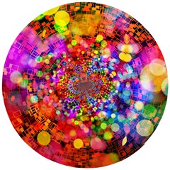 Bokeh Color Light Points Pattern Wooden Puzzle Round