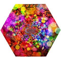 Bokeh Color Light Points Pattern Wooden Puzzle Hexagon