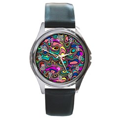 Bending Turn Distort Wave Modern Round Metal Watch by Wegoenart