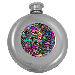 Bending Turn Distort Wave Modern Round Hip Flask (5 Oz) by Wegoenart