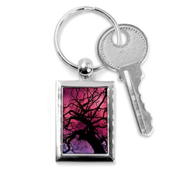 Trees Silhouette Sky Clouds Sunset Key Chain (rectangle) by Wegoenart