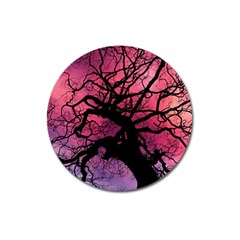 Trees Silhouette Sky Clouds Sunset Magnet 3  (round) by Wegoenart