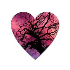 Trees Silhouette Sky Clouds Sunset Heart Magnet by Wegoenart