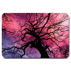 Trees Silhouette Sky Clouds Sunset Large Doormat  by Wegoenart