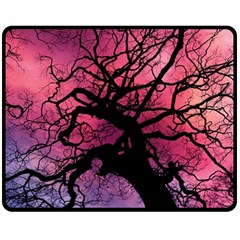 Trees Silhouette Sky Clouds Sunset Fleece Blanket (medium)  by Wegoenart