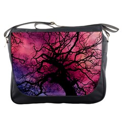 Trees Silhouette Sky Clouds Sunset Messenger Bag by Wegoenart