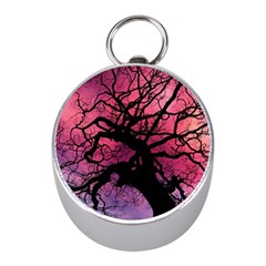 Trees Silhouette Sky Clouds Sunset Mini Silver Compasses by Wegoenart