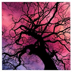 Trees Silhouette Sky Clouds Sunset Wooden Puzzle Square