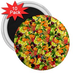 Background Pattern Structure Fruit 3  Magnets (10 Pack) 