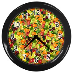 Background Pattern Structure Fruit Wall Clock (black)