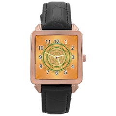 Mandalas Flower Mandalas Flowers Rose Gold Leather Watch  by Wegoenart