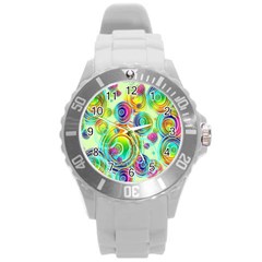 Wallpaper Pattern Colorful Color Round Plastic Sport Watch (l) by Wegoenart