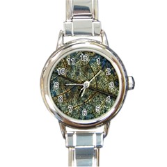 Leaf Leaves Fall Foliage Structure Round Italian Charm Watch by Wegoenart