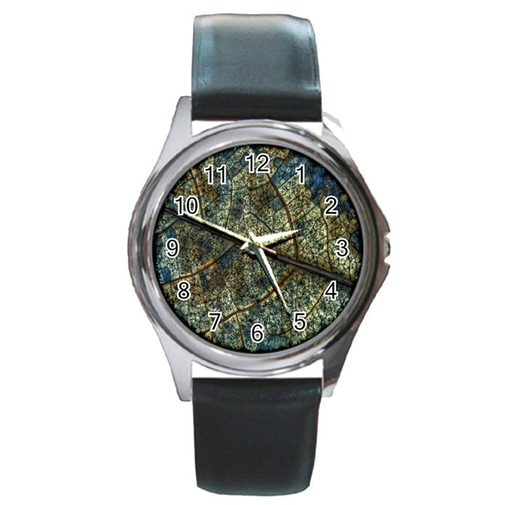 Leaf Leaves Fall Foliage Structure Round Metal Watch