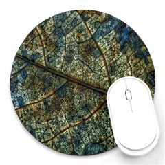 Leaf Leaves Fall Foliage Structure Round Mousepads by Wegoenart