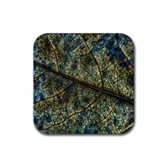 Leaf Leaves Fall Foliage Structure Rubber Coaster (square)  by Wegoenart