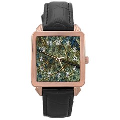 Leaf Leaves Fall Foliage Structure Rose Gold Leather Watch  by Wegoenart