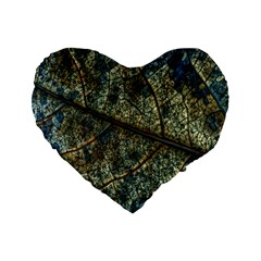 Leaf Leaves Fall Foliage Structure Standard 16  Premium Flano Heart Shape Cushions by Wegoenart