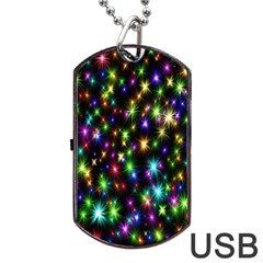 Star Colorful Christmas Abstract Dog Tag Usb Flash (two Sides) by Wegoenart