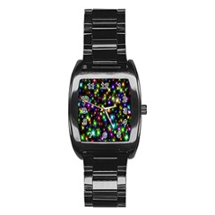 Star Colorful Christmas Abstract Stainless Steel Barrel Watch by Wegoenart