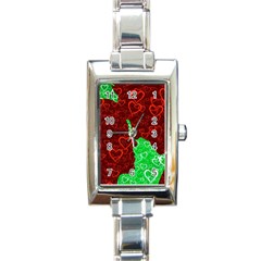 Love Lovers Romance Background Rectangle Italian Charm Watch