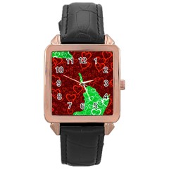 Love Lovers Romance Background Rose Gold Leather Watch 