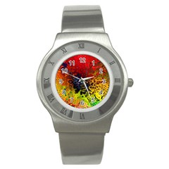 Color Abstract Colorful Art Stainless Steel Watch by Wegoenart