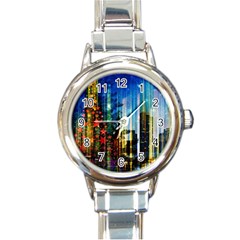 Skyline Frankfurt Christmas Star Round Italian Charm Watch by Wegoenart