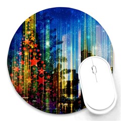 Skyline Frankfurt Christmas Star Round Mousepads by Wegoenart