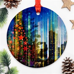 Skyline Frankfurt Christmas Star Ornament (round) by Wegoenart