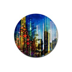 Skyline Frankfurt Christmas Star Magnet 3  (round) by Wegoenart