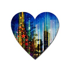 Skyline Frankfurt Christmas Star Heart Magnet by Wegoenart