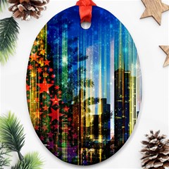 Skyline Frankfurt Christmas Star Oval Ornament (two Sides) by Wegoenart