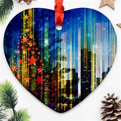 Skyline Frankfurt Christmas Star Heart Ornament (two Sides) by Wegoenart